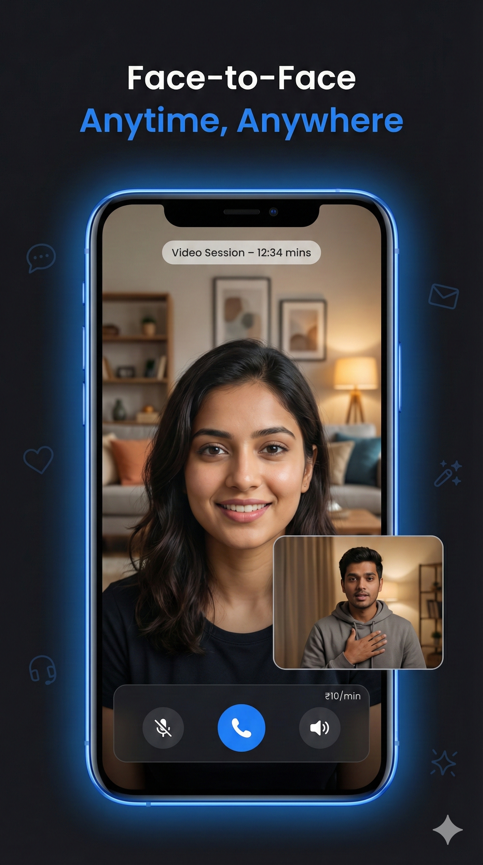 Morbid app screen for face-to-face video call
