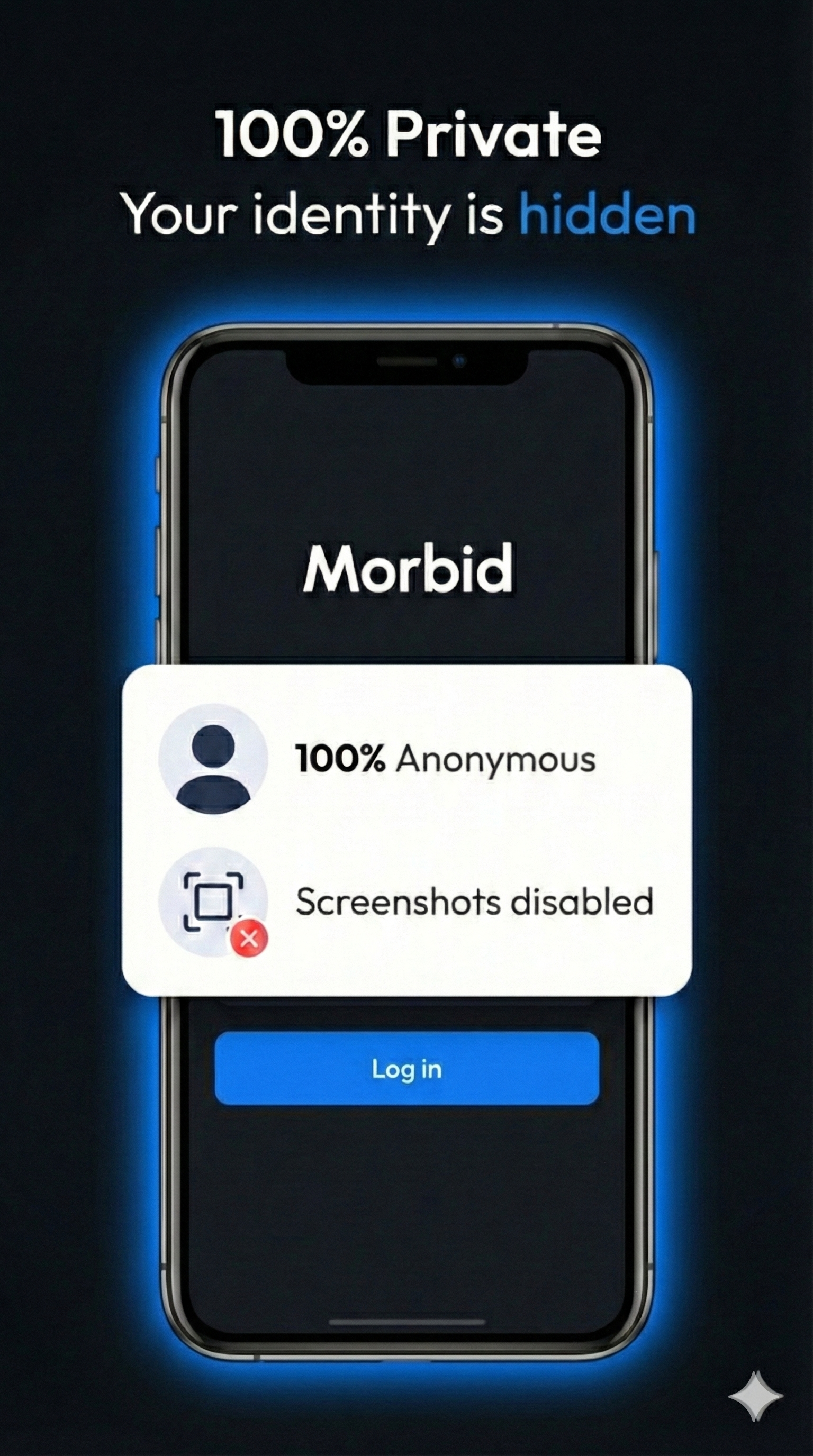Morbid privacy screen showing anonymous identity protection